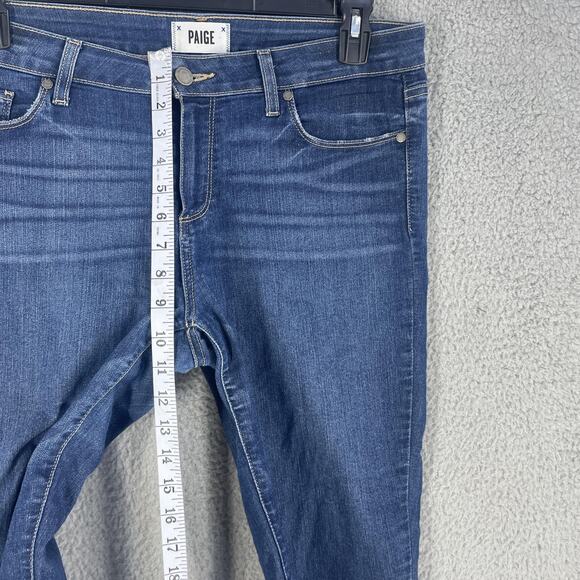Paige Verdugo Ankle Jeans Womens 32 Blue Distressed Stretch Skinny Denim Pants - Picture 4 of 13